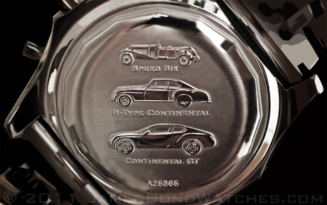 Breitling for Bentley Motors T Speed James Bond watch, caseback view
